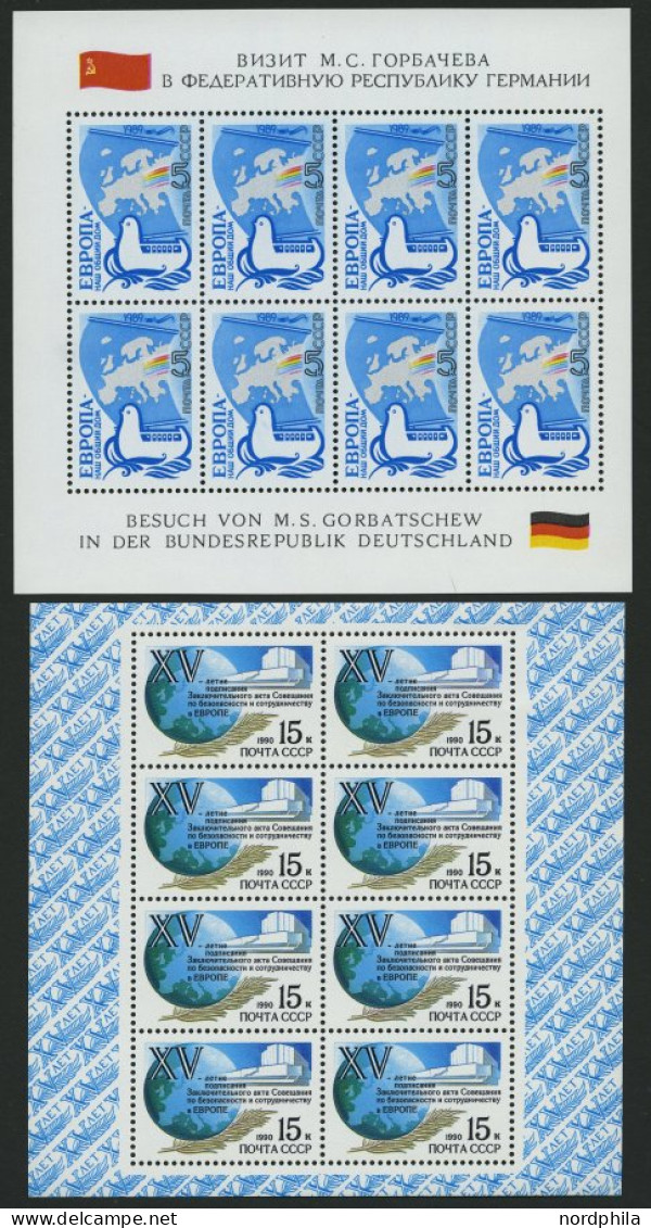 SOWJETUNION 5955-57,6093KB **, 1989/90, Europa Und KSZE, 2 Kleinbogen, Pracht, Mi. 30.- - Otros & Sin Clasificación