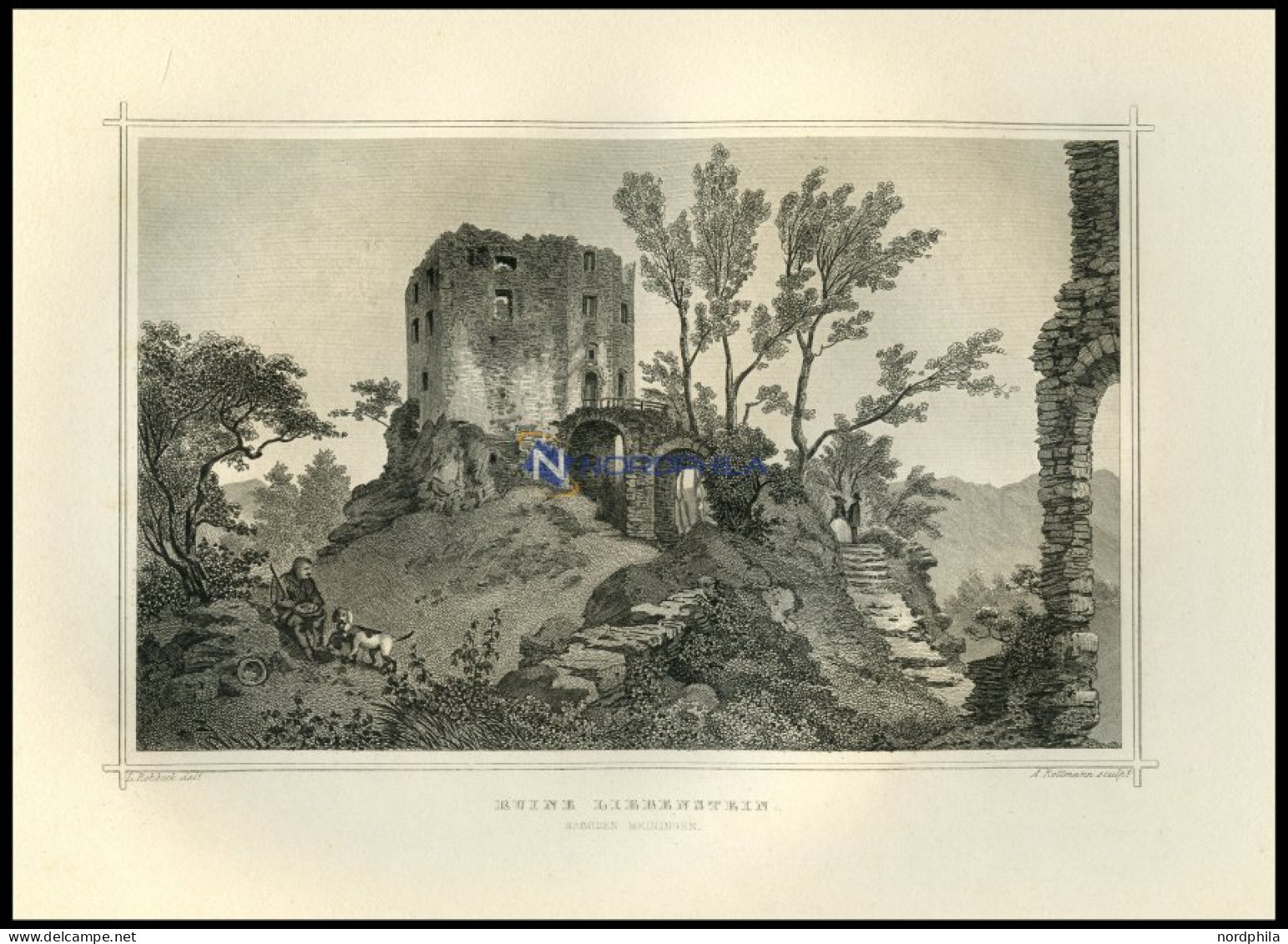 MEININGEN: Die Ruine Liebenstein, Stahlstich Von Rohbock/Rottmann Um 1850 - Prints & Engravings