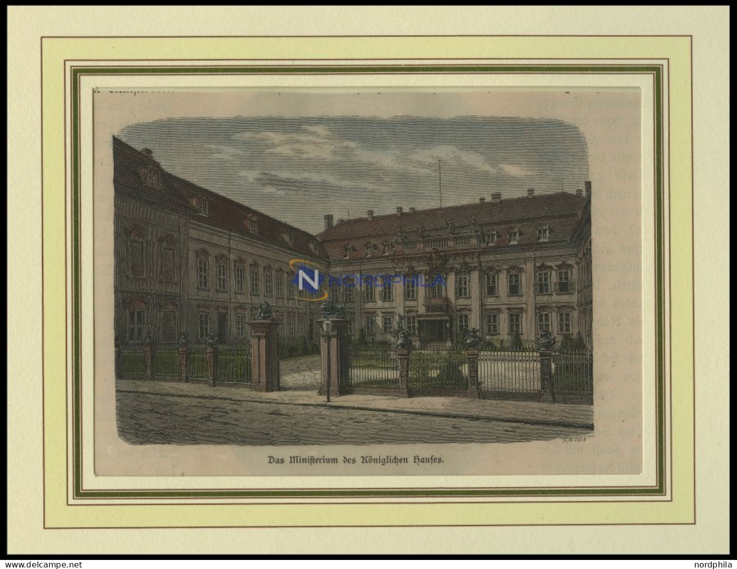 BERLIN: Das Ministerium Des Königlichen Hauses, Kolorierter Holzstich Um 1880 - Prints & Engravings