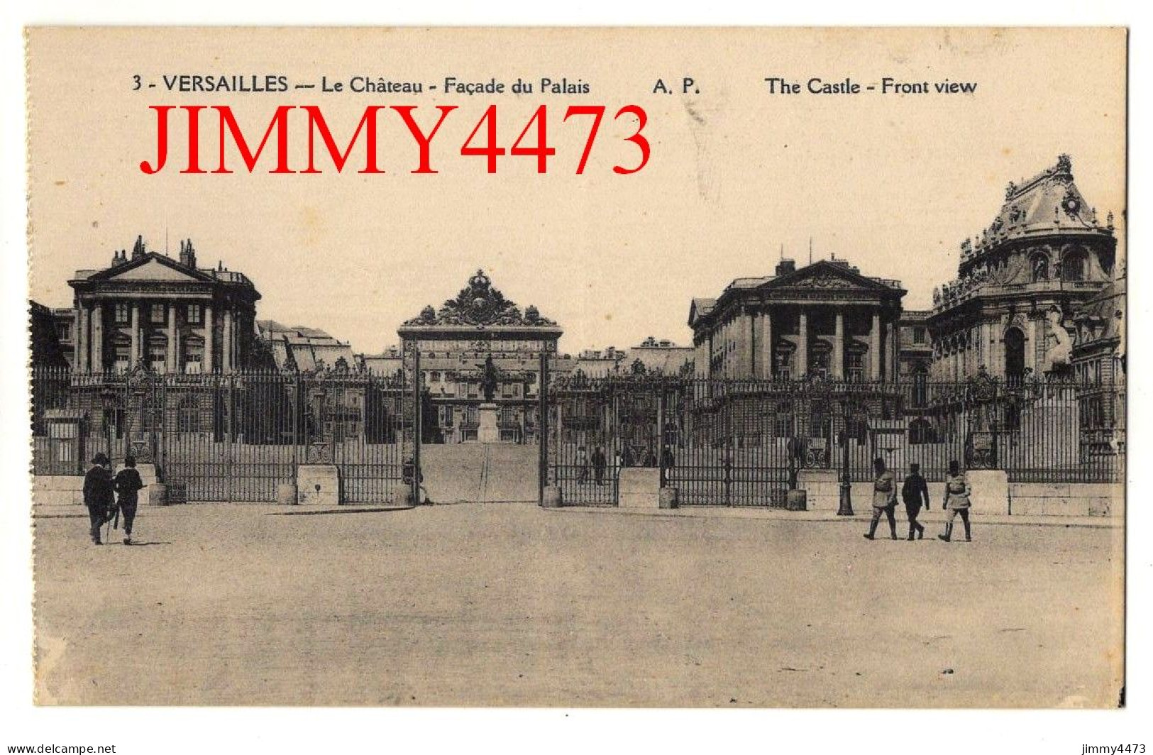 CPA - VERSAILLES - Le Château - Façade Du Palais ( Place Bien Animée ) N° 3 - A. P. - Edit. E. Papeghin Paris - Versailles (Château)