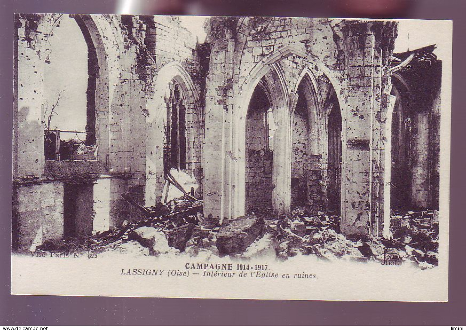 60 - GUERRE 14/18 - LASSIGNY - INTERIEUR DE L'ÉGLISE EN RUINES -  - Lassigny