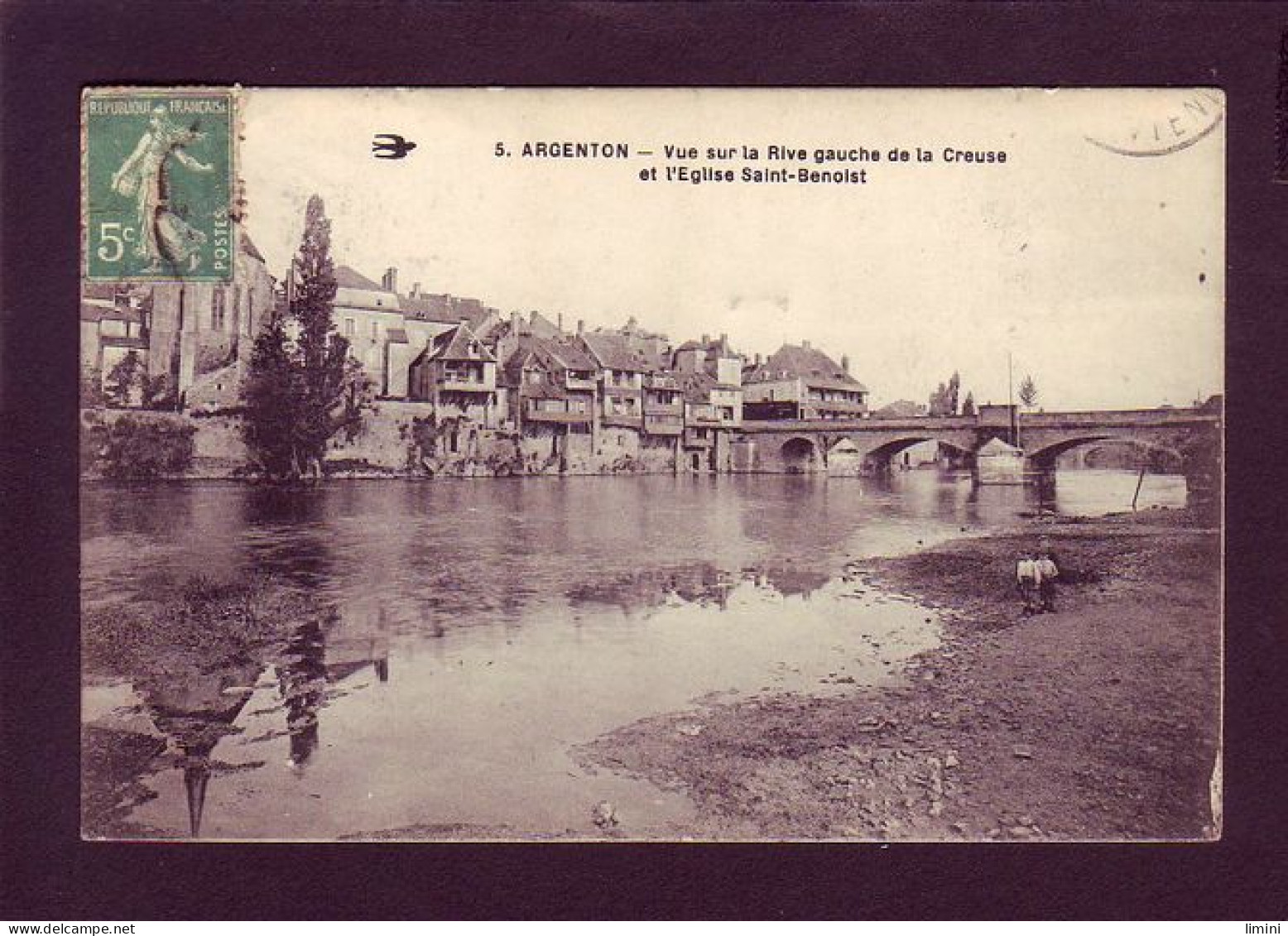 36 - ARGENTON-sur-CREUSE - VUE SUR LA RIVE GAUCHE DE LA CREUSE ET L'ÉGLISE SAINT-BENOIT - ANIMÉE -  - Sonstige & Ohne Zuordnung