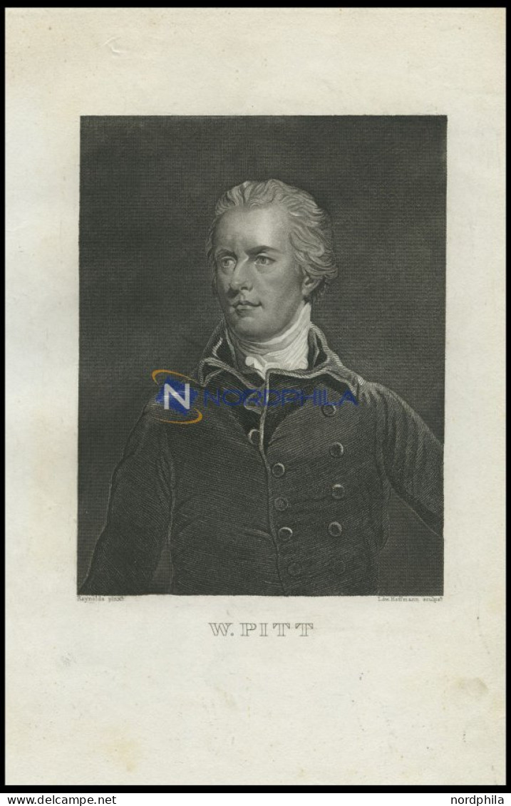 W. Pitt, Englischer Staatsmann, Stahlstich Von Ludwig Hoffmann Um 1840 - Litografía