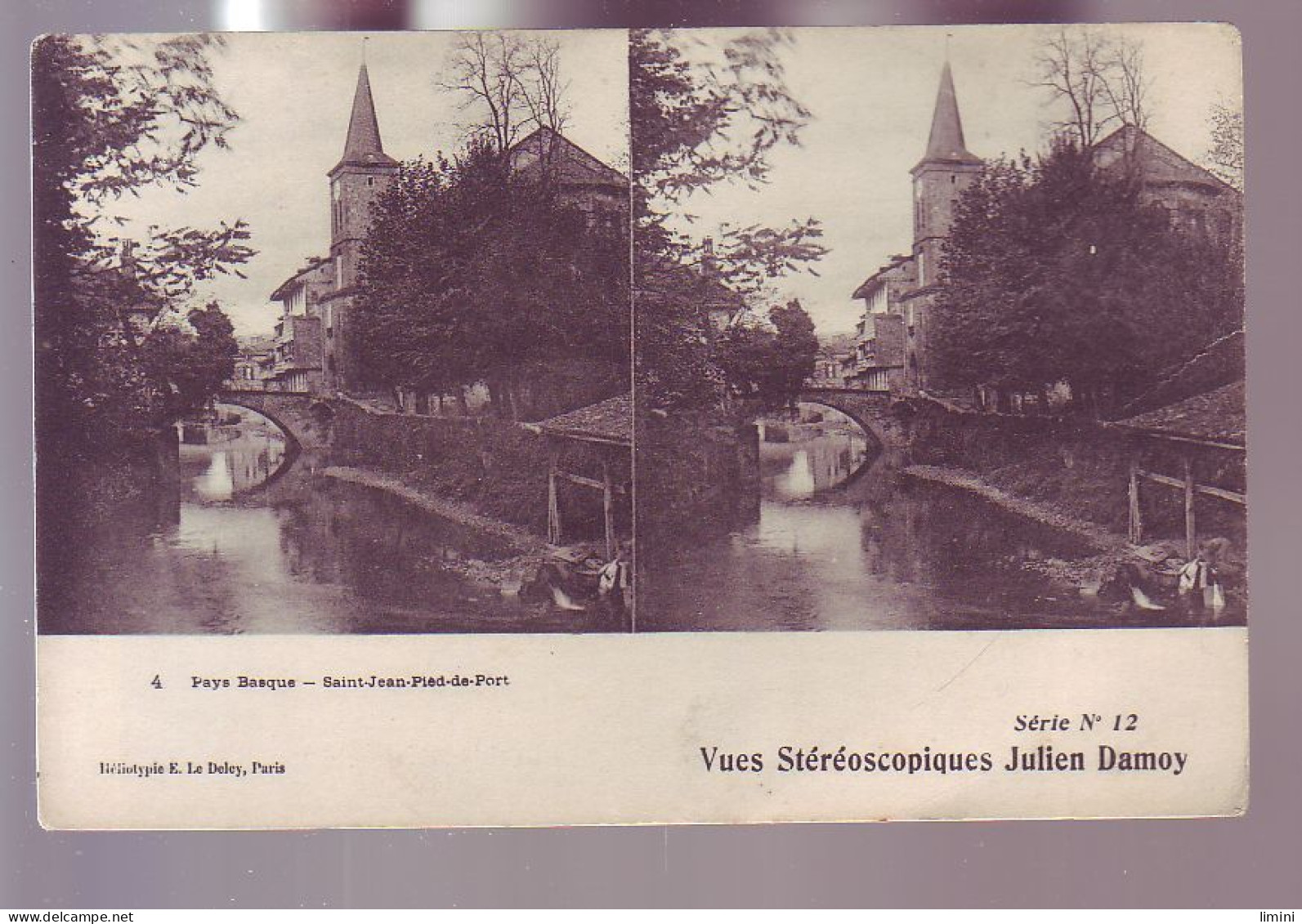 64 - SAINT-JEAN-PIED-de-PORT - CARTE STEREO DE JULIEN DAMOY - LAVANDIERE -  - Saint Jean Pied De Port