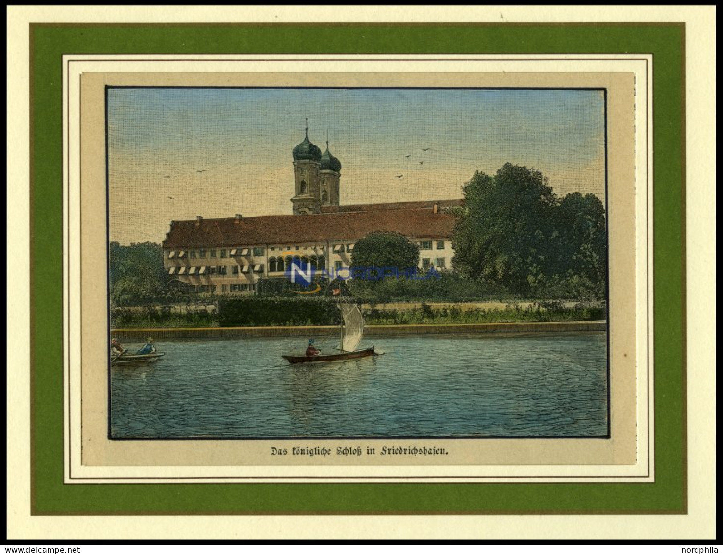 FRIEDRICHSHAFEN: Das Königliche Schloß, Kol. Holzstich Um 1880 - Estampes & Gravures