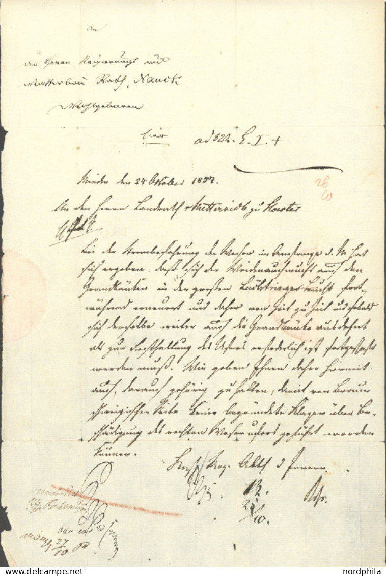 BRAUNSCHWEIG 7a BRIEF, 1857, 2 Sgr. Schwarz Auf Blau Auf Brief Mit Inhalt Von BRAUNSCHWEIG Nach Minden, Pracht - Brunswick