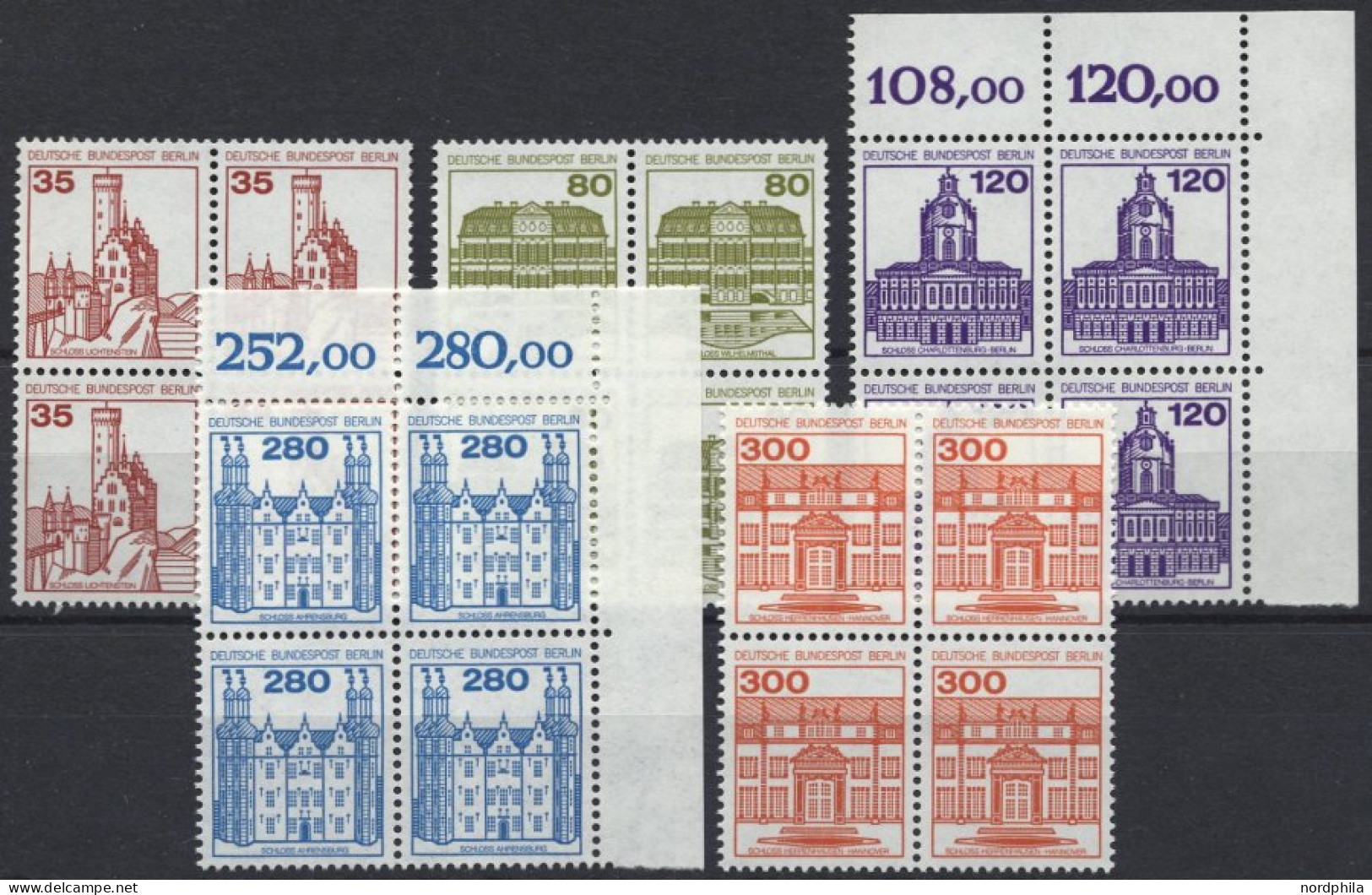 BERLIN 673-77A VB **, 1982, Burgen Und Schlösser In Viererblocks, Prachtsatz, Mi. 50.- - Unused Stamps