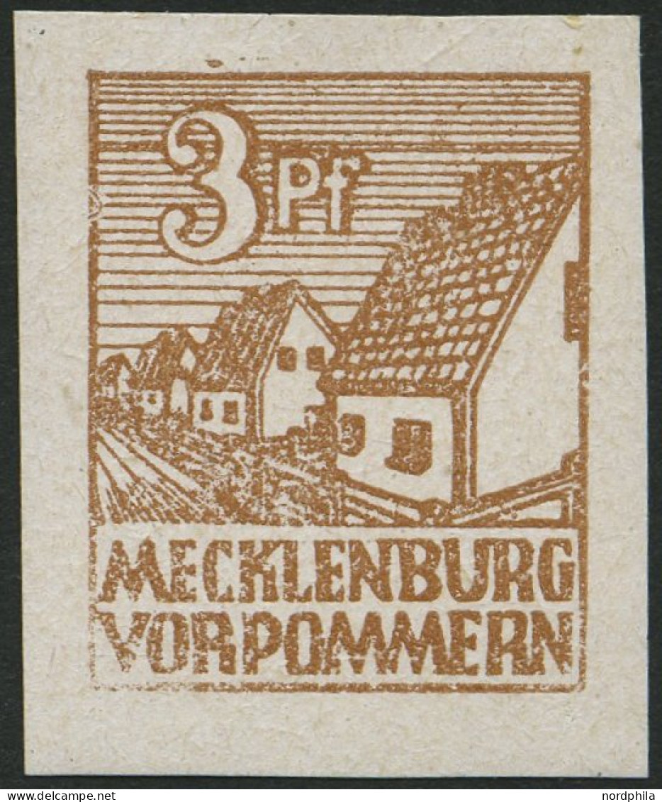 MECKLENBURG-VORPOMMERN 29xa **, 1946, 3 Pf. Lebhaftorangebraun, Kreidepapier, Pracht, Mi. 30.- - Other & Unclassified