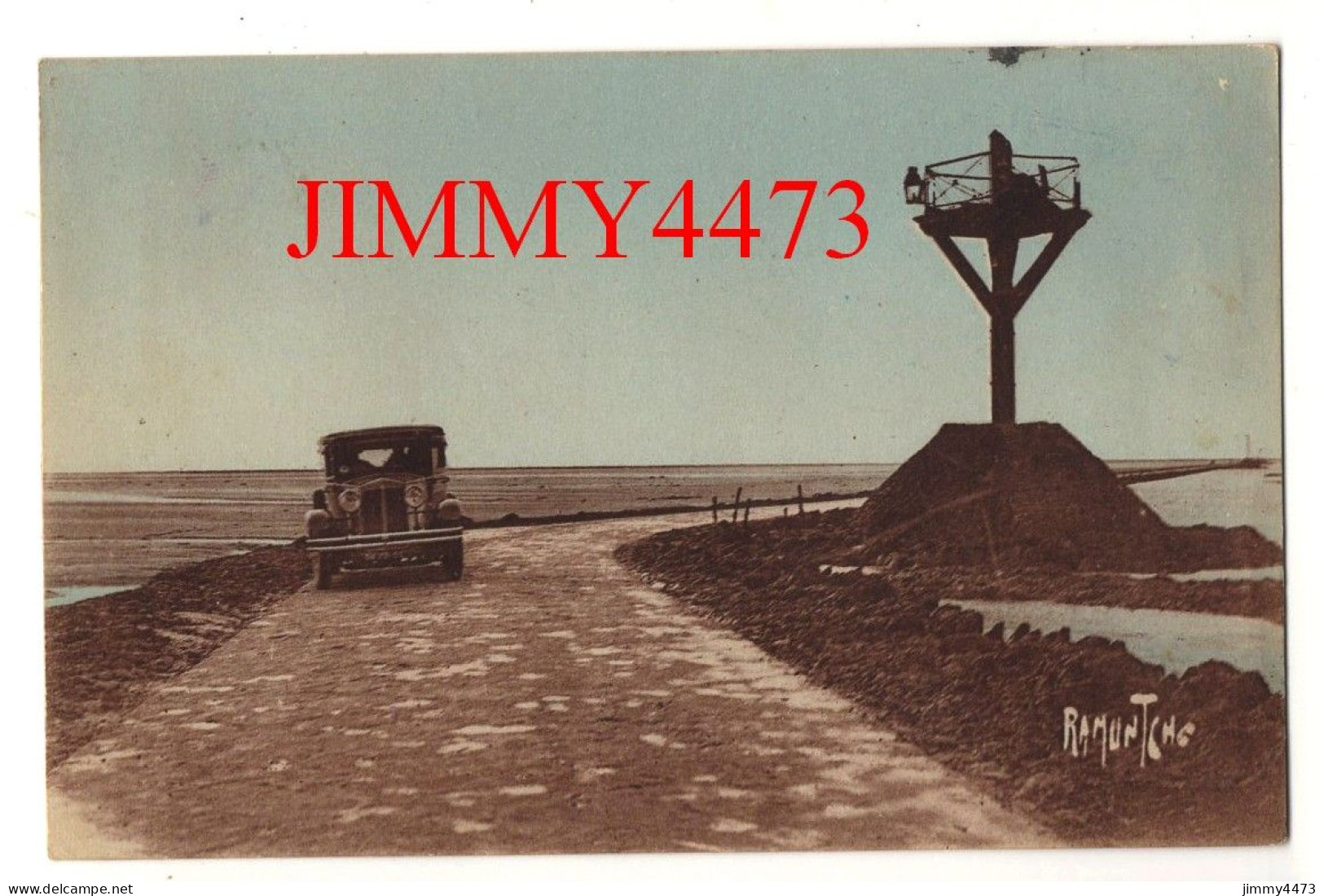 CPA - La Passe Du GOIS, Reliant L' Ile De Noirmoutier à Beauvoir-sur-Mer ( Vieille Voiture, Refuge )  - RamunTcho - Ile De Noirmoutier