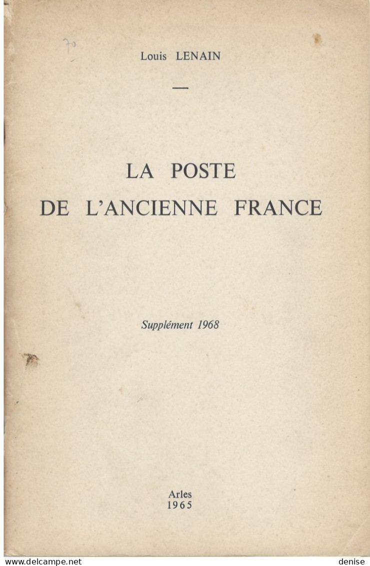 Catalogue Lenain Des Marques Postales - Supplément De 1968 - Frankreich