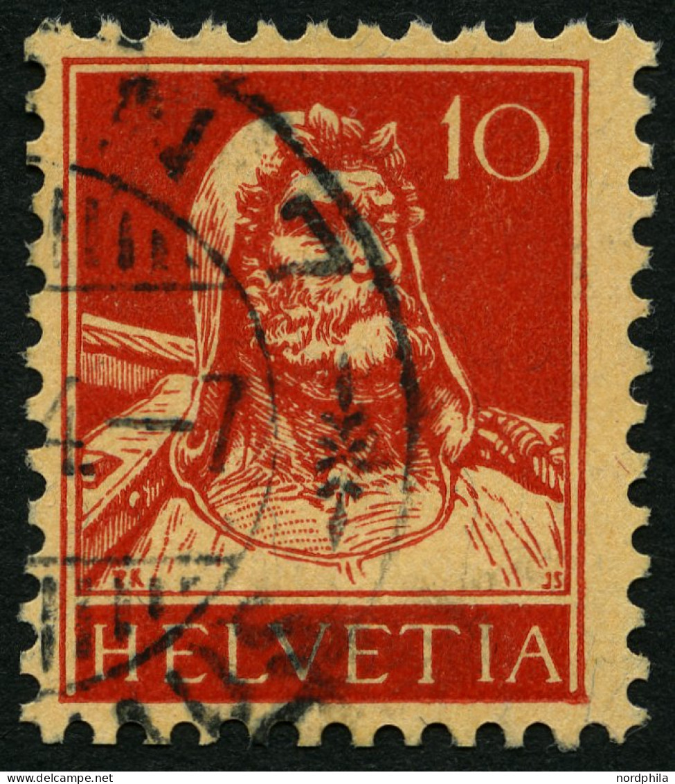 SCHWEIZ BUNDESPOST 118I O, 1914, 10 C. Rot Auf Mattorange, Type I, Pracht, Mi. 36.- - Gebruikt