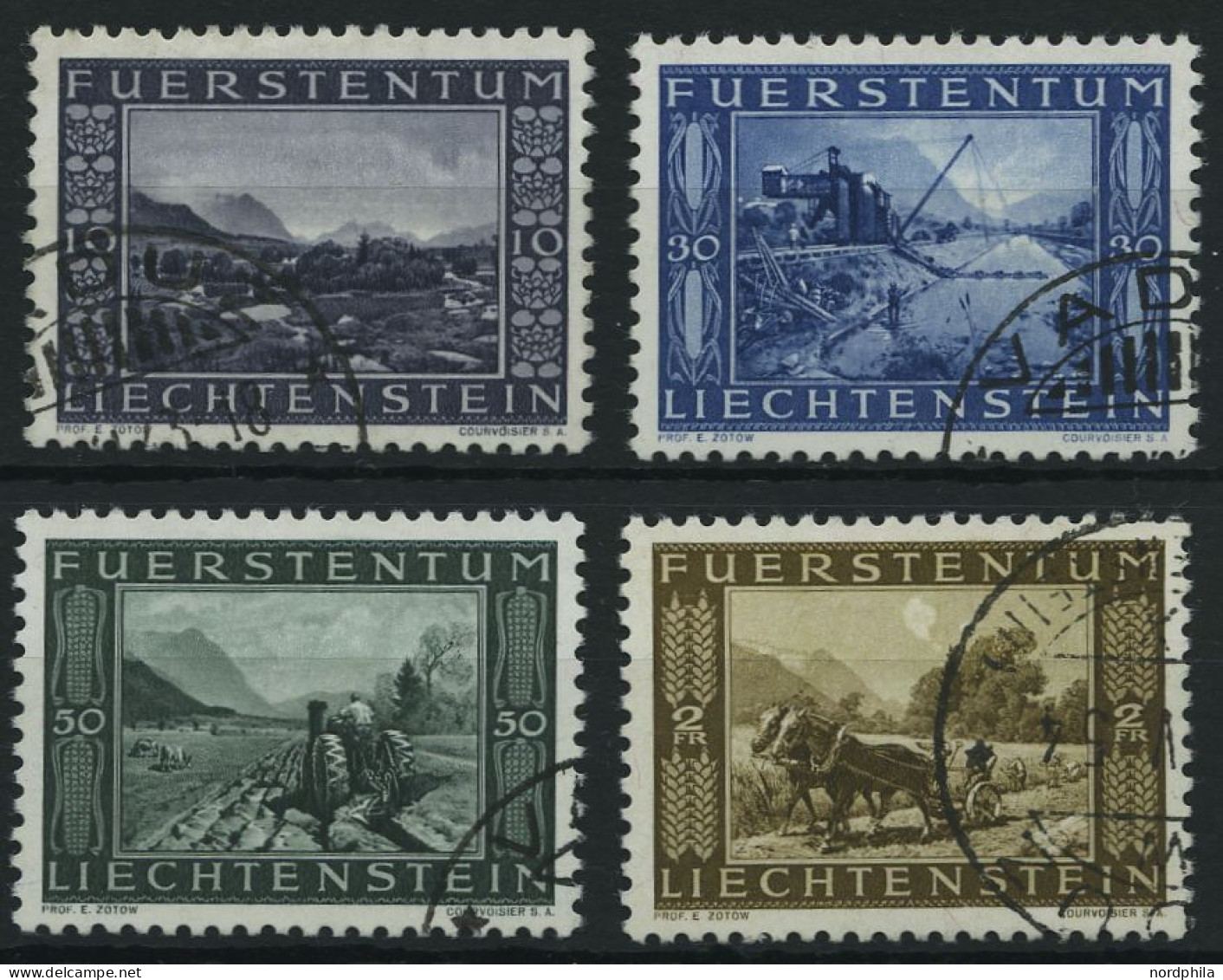 LIECHTENSTEIN 218-21 O, 1943, Binnenkanal, Prachtsatz, Mi. 40.- - Other & Unclassified