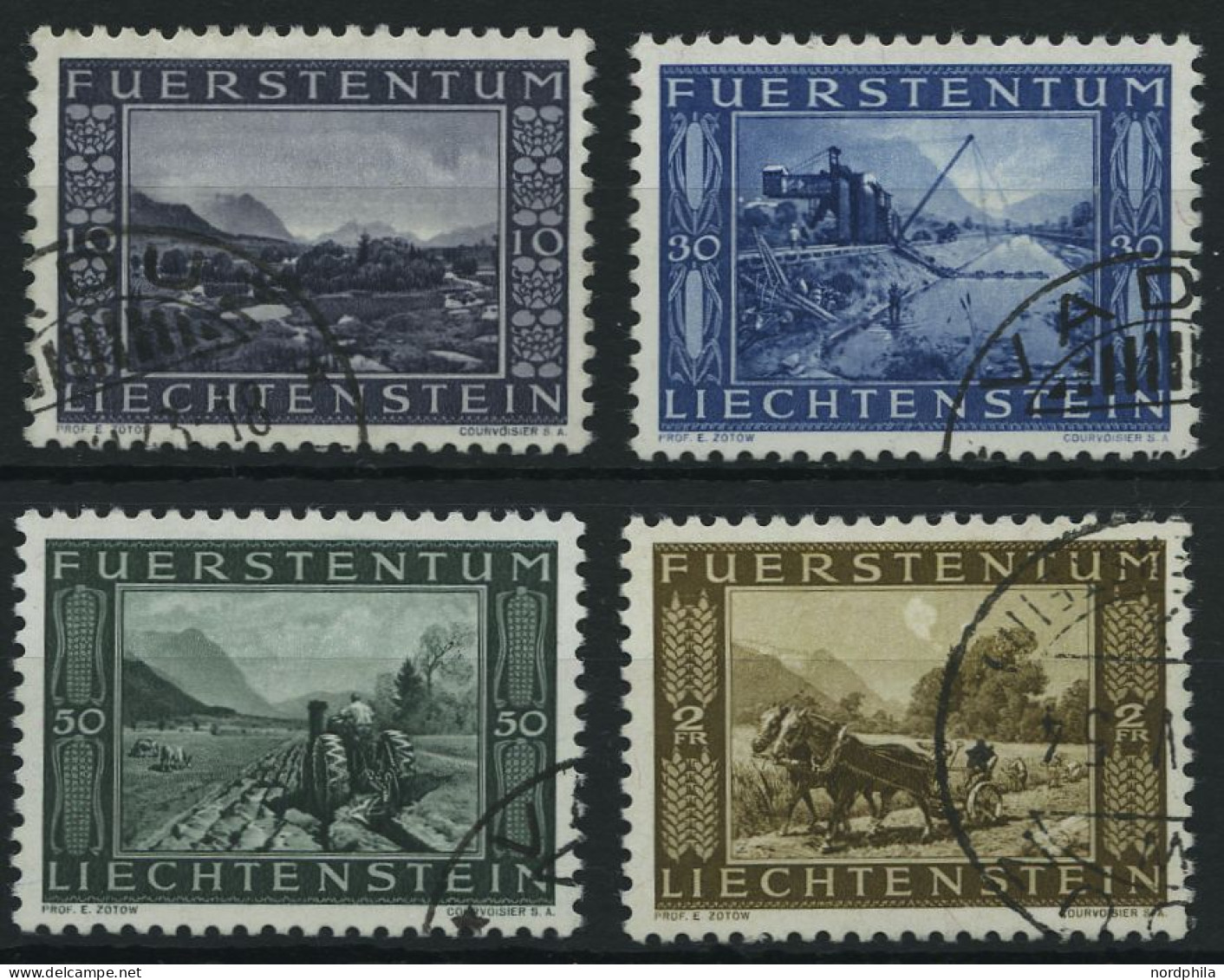 LIECHTENSTEIN 218-21 O, 1943, Binnenkanal, Prachtsatz, Mi. 40.- - Sonstige & Ohne Zuordnung