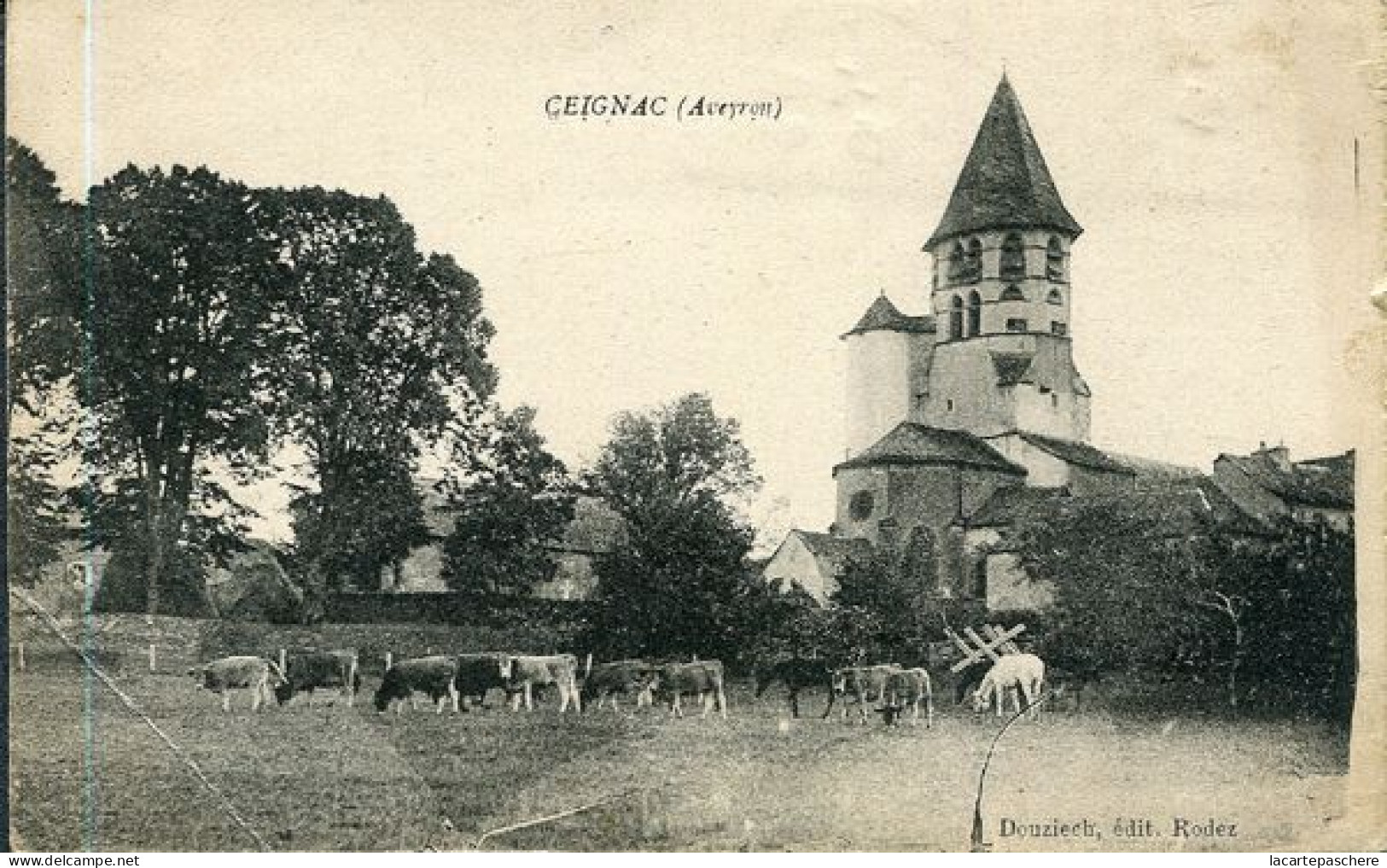 X127726 AVEYRON CEIGNAC EGLISE ET TROUPEAU DE VACHES BOVIDES AGRICULTURE ELEVAGE - Otros & Sin Clasificación