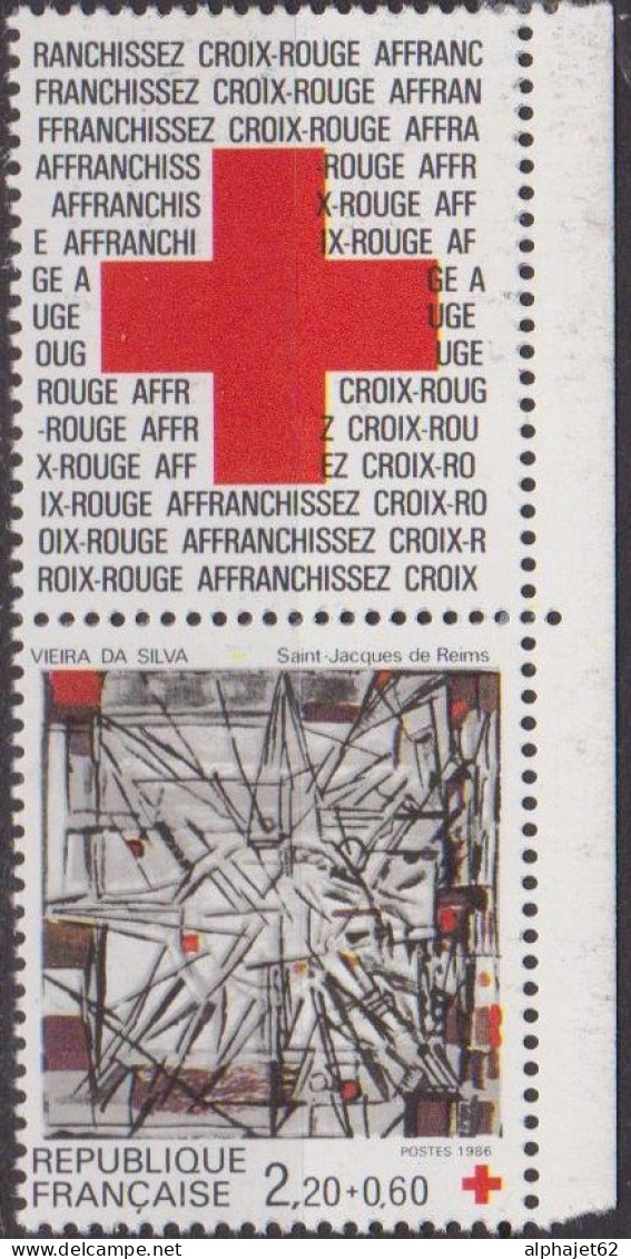 Croix Rouge - Eglise Saint Jacques, Reims - FRANCE - Vitrail De Viera Da Silva - N° 2449a ** - 1986 - Neufs