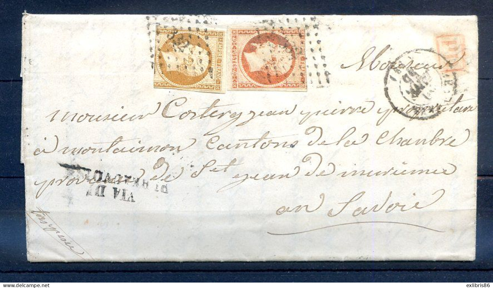 200324 LETTRE POUR ROYAUME SARDE  SAVOIE  Timbres Touchés - 1849-1876: Klassik