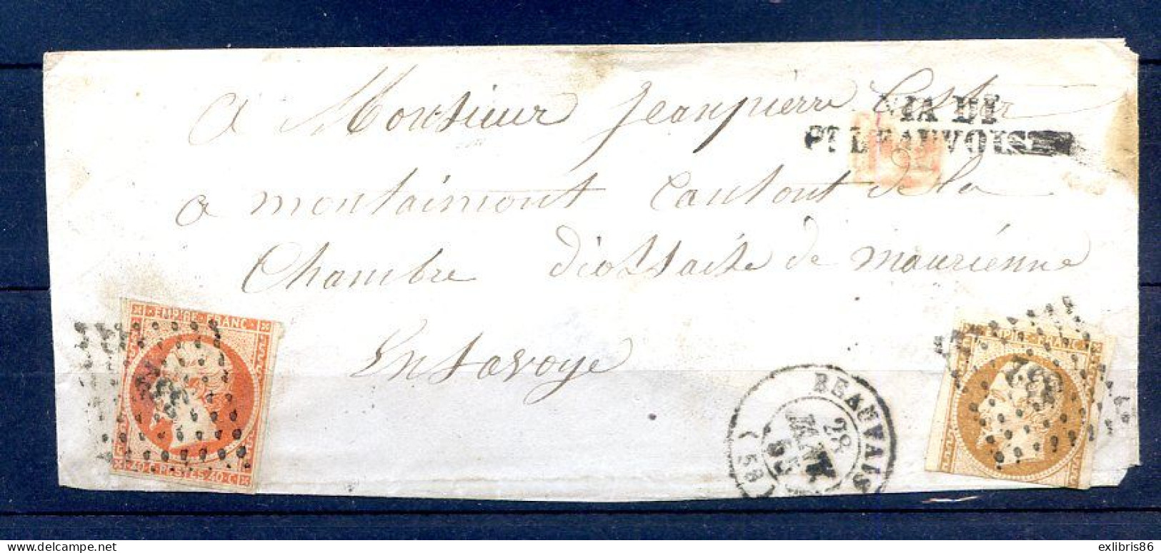 200324 LETTRE POUR ROYAUME SARDE  SAVOIE  Timbres Touchés - 1849-1876: Période Classique