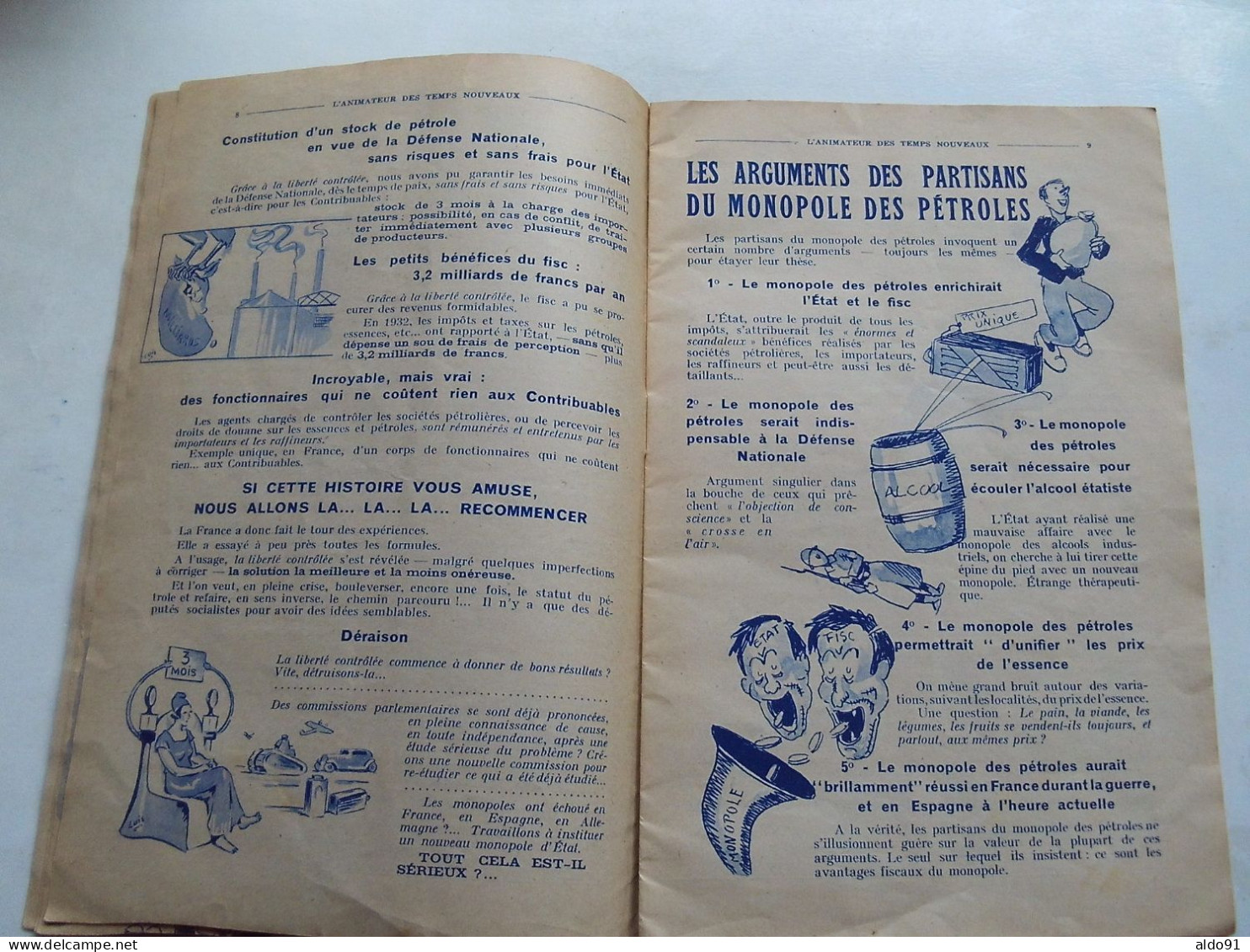 (Revue ancienne - 1933) - L'ANIMATEUR des TEMPS NOUVEAUX N° Spécial 394 " La FRANCE dépouillée par les Monopoles "