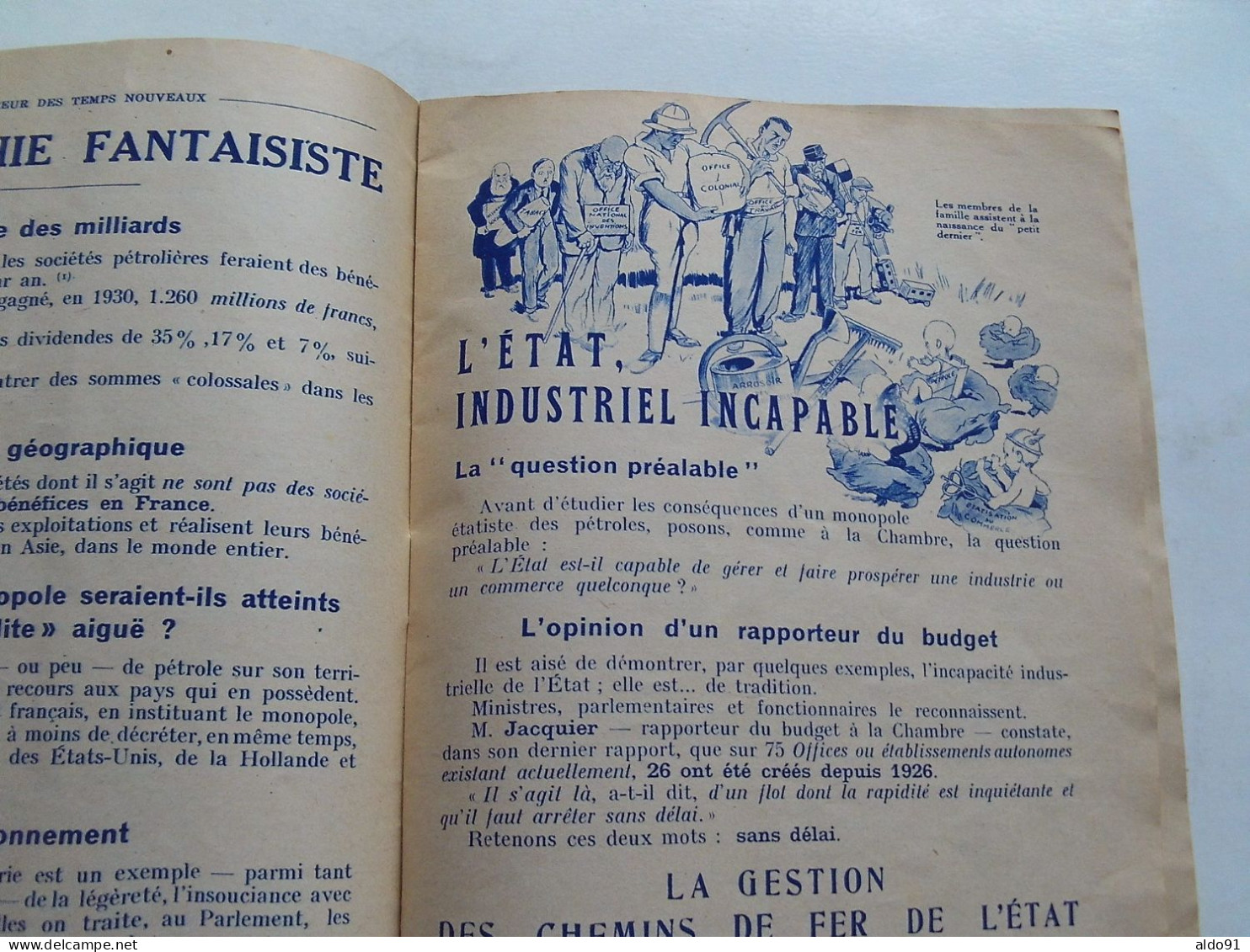 (Revue ancienne - 1933) - L'ANIMATEUR des TEMPS NOUVEAUX N° Spécial 394 " La FRANCE dépouillée par les Monopoles "