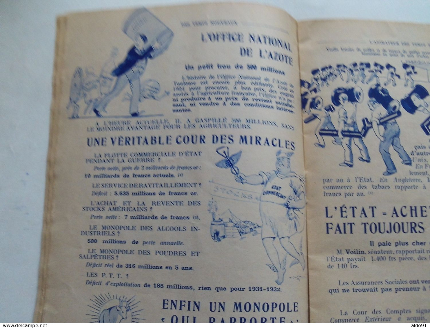 (Revue ancienne - 1933) - L'ANIMATEUR des TEMPS NOUVEAUX N° Spécial 394 " La FRANCE dépouillée par les Monopoles "