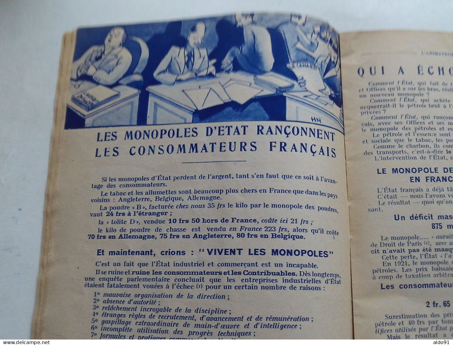 (Revue ancienne - 1933) - L'ANIMATEUR des TEMPS NOUVEAUX N° Spécial 394 " La FRANCE dépouillée par les Monopoles "