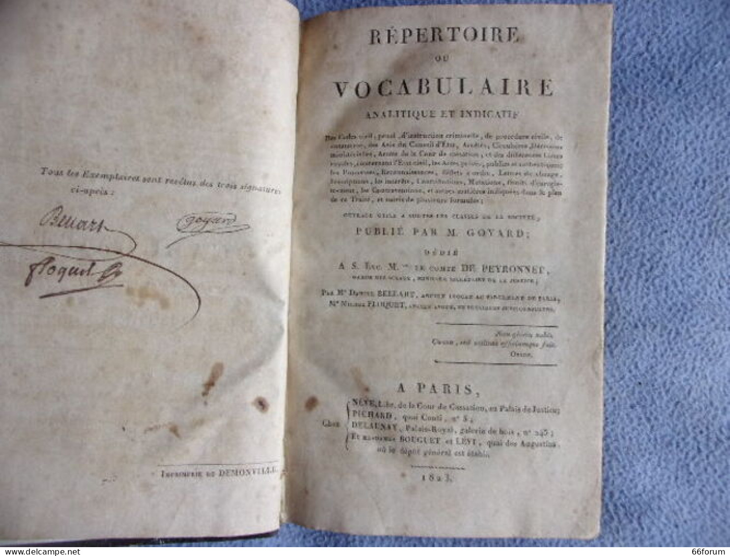 Répertoire Ou Vocabulaire Analitique Et Indicatif - Ohne Zuordnung