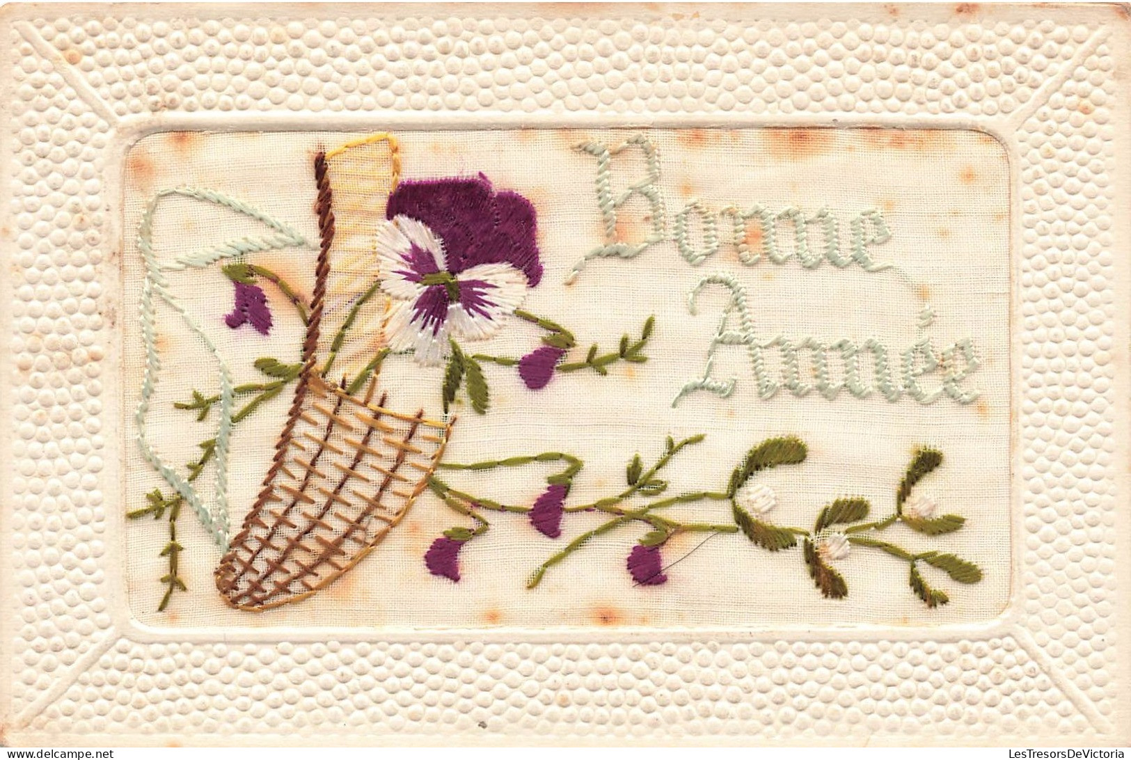 FETES - VOEUX - Bonne Année - Broderie - Carte Postale Ancienne - Neujahr