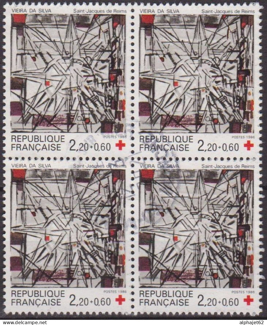 Croix Rouge - Eglise Saint Jacques, Reims - FRANCE - Vitrail De Viera Da Silva - N° 2449 - 1986 - Used Stamps