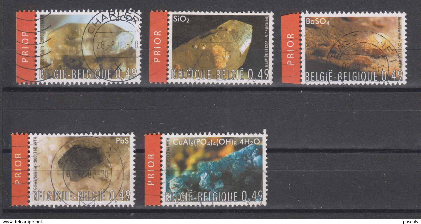 COB 3174 / 3178 Oblitération Centrale Minéraux Calcite Quartz Barytine Galène Turquoise - Used Stamps