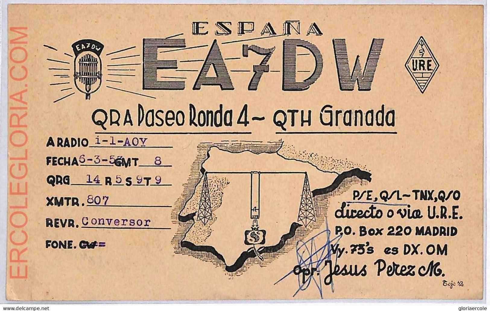 Ad9273 - SPAIN - RADIO FREQUENCY CARD -  1953 - Radio