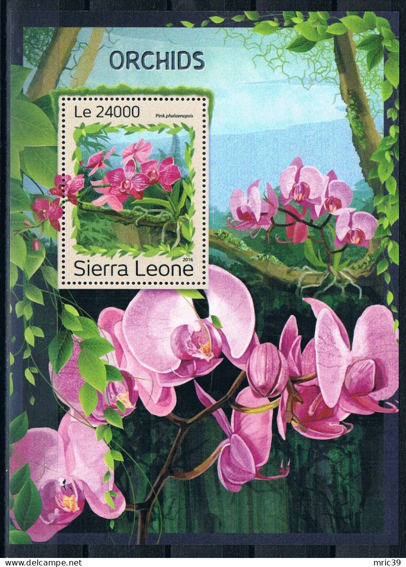 Bloc Sheet Fleurs Orchidées Flowers Orchids  Neuf  MNH **  Sierra Leone 2016 - Orchidées