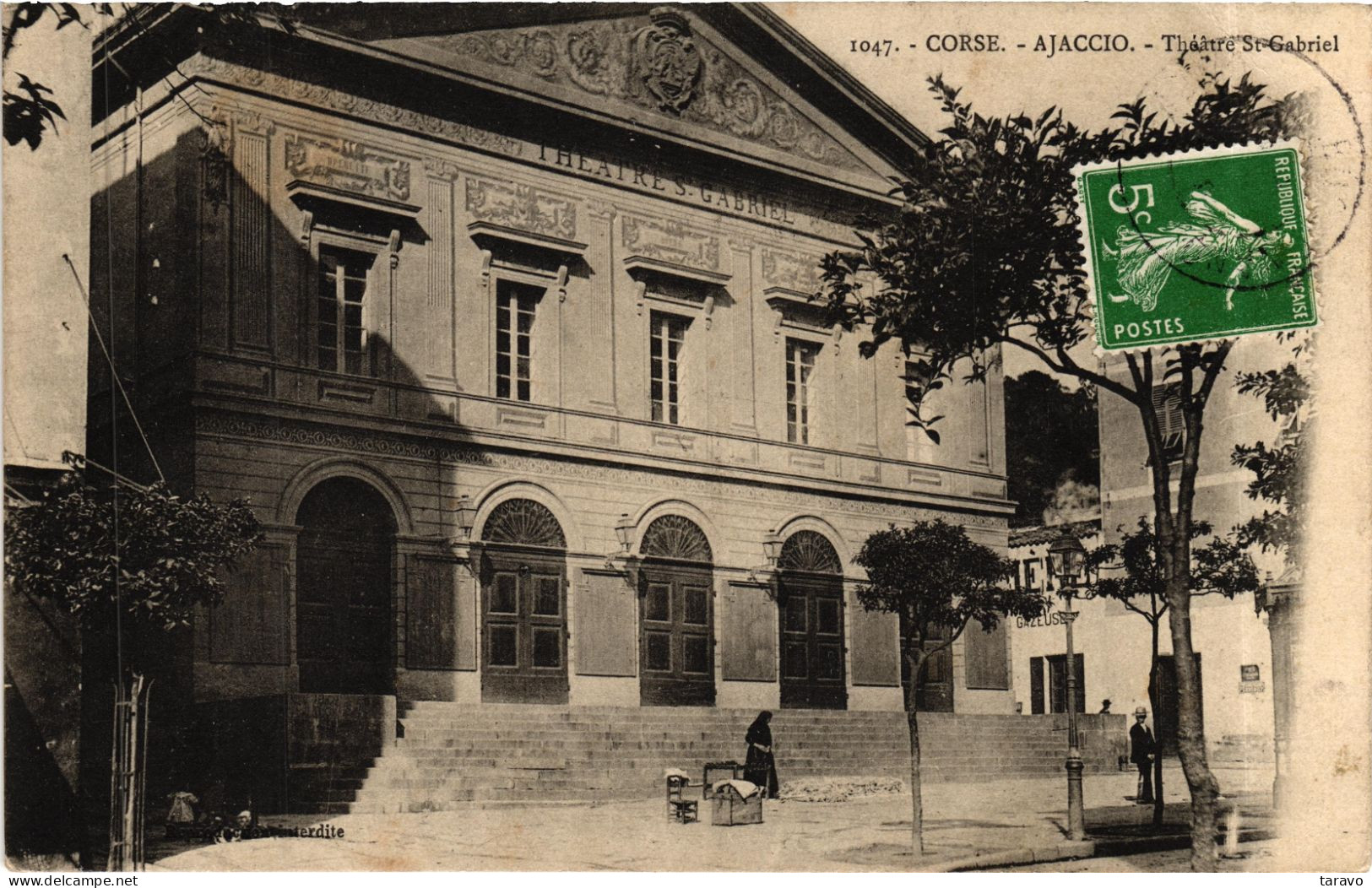 CORSE - AJACCIO - Marchande De Marrons Devant Le Théâtre Saint-Gabriel - 1909 - Ajaccio