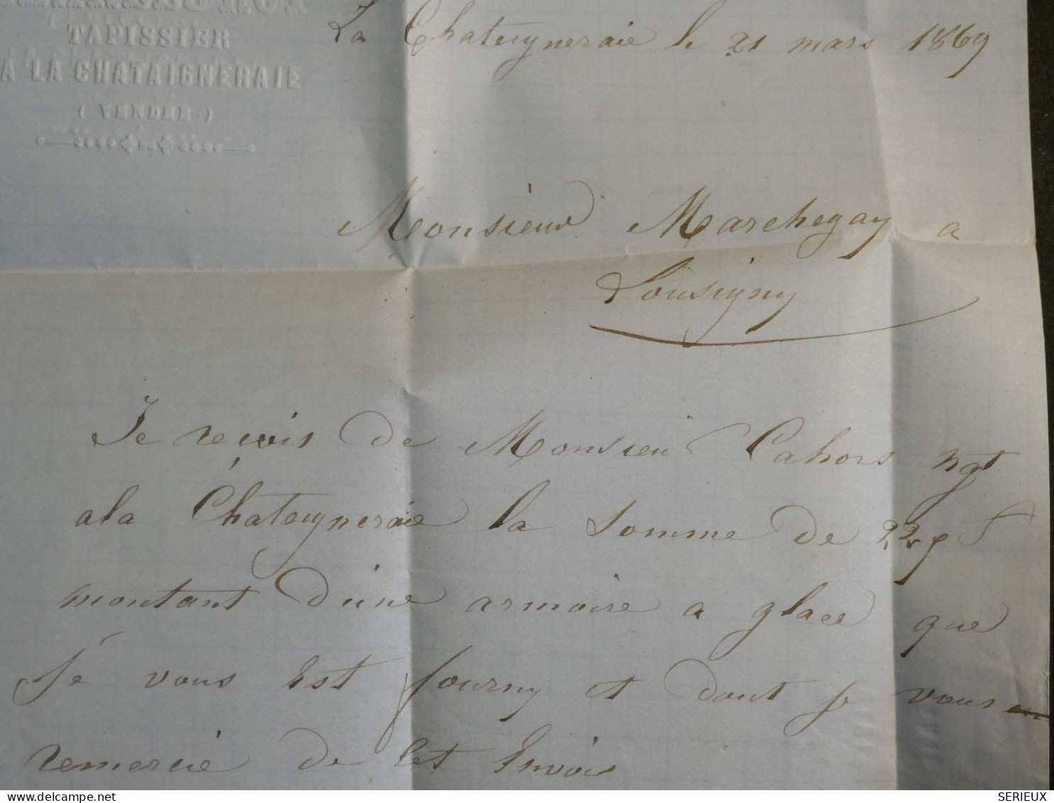 DN16  FRANCE  LETTRE  1869 PETIT BUREAU CHATAIGNERAIE A FONTENAY    + N°29 + AFF. INTERESSANT +++ - 1849-1876: Klassik