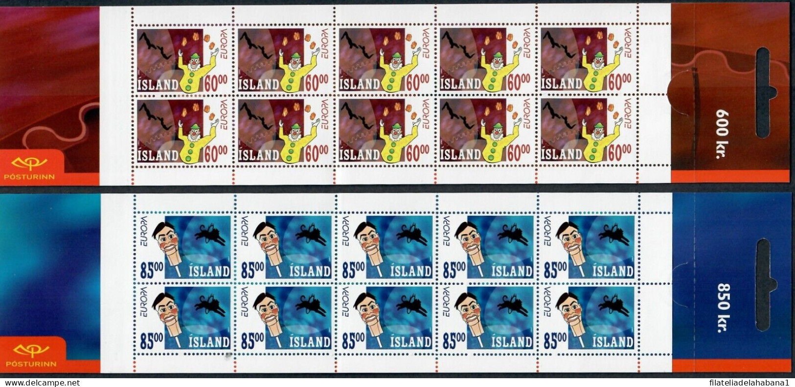 F-EX50055 ICELAND MNH 2002 EUROPA BOOKLED SET CIRCUS.  - Nuovi