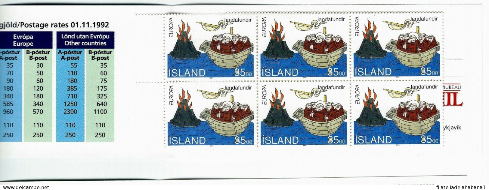 F-EX50056 ICELAND MNH 1994 EUROPA BOOKLED VOYAGE OF ST BRENDAN.  - Nuovi