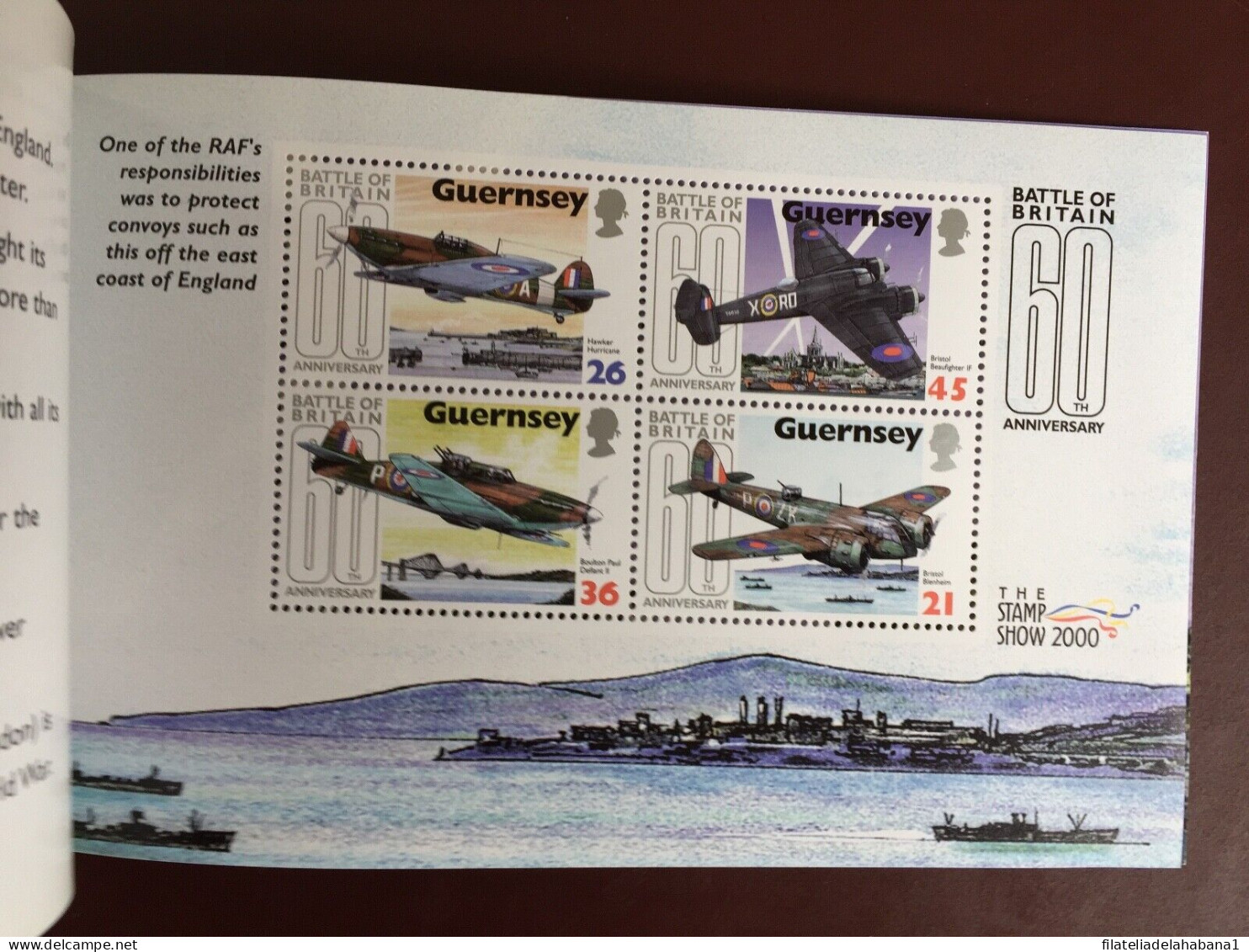 F-EX50125 GUERNSEY UK ENGLAND MNH 2000. 60th ANNIV BATTLE OF BRITAIN WWII AIRPLANE BOOKLED.  - Guernesey