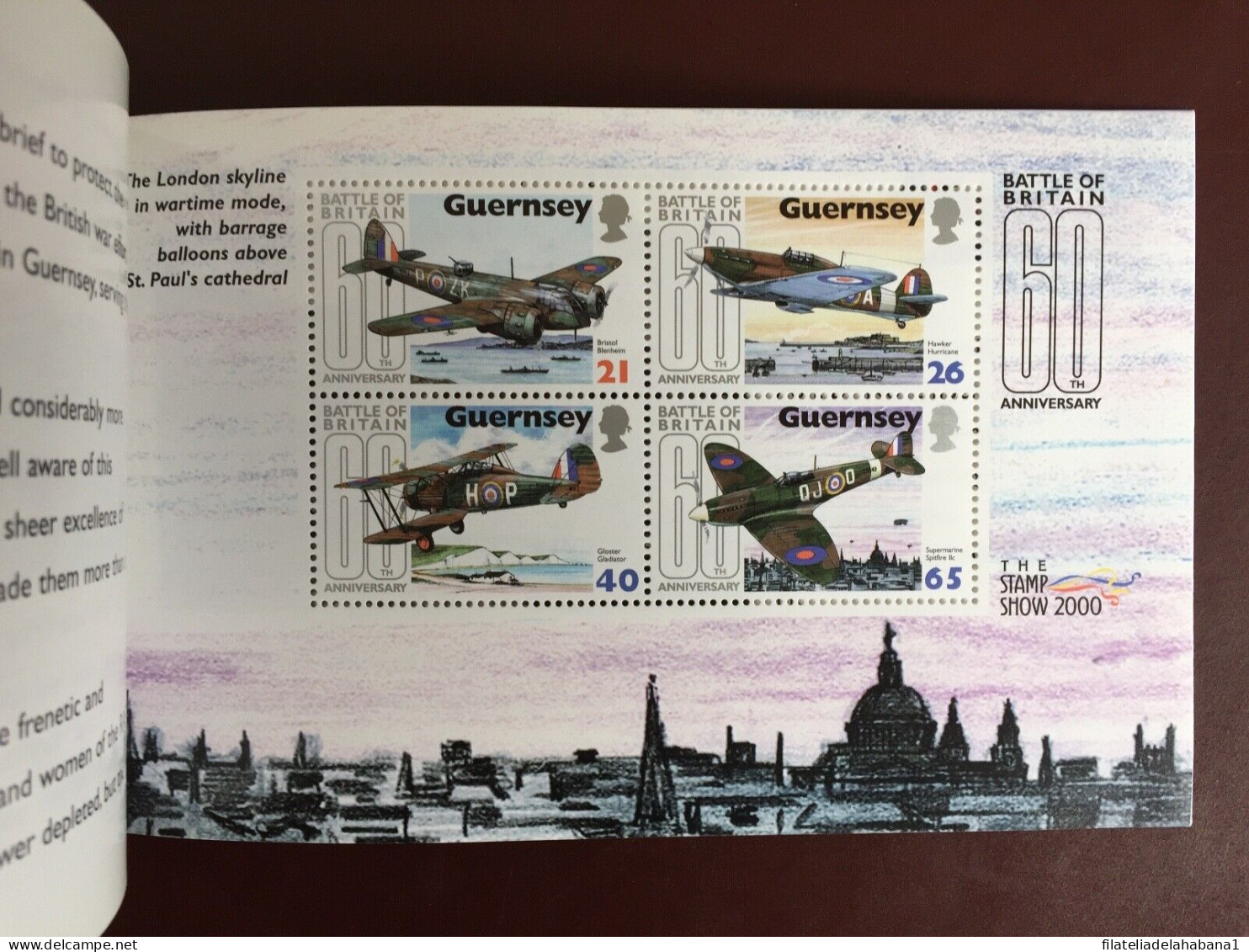 F-EX50125 GUERNSEY UK ENGLAND MNH 2000. 60th ANNIV BATTLE OF BRITAIN WWII AIRPLANE BOOKLED.  - Guernesey