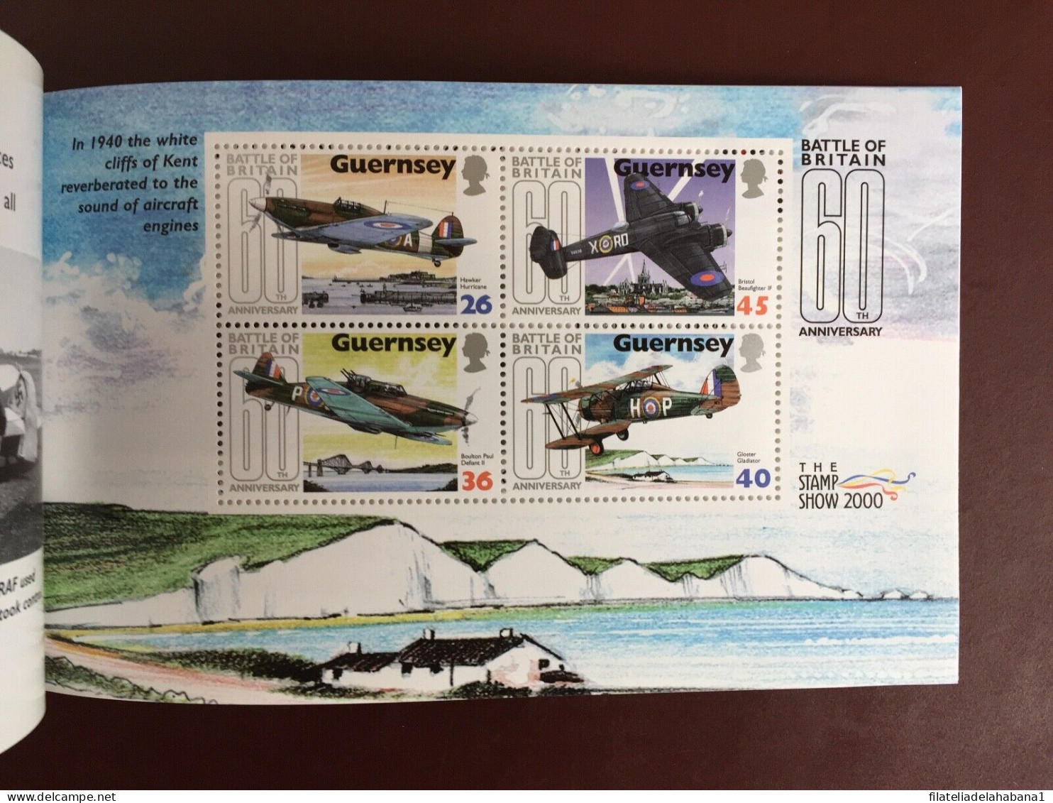 F-EX50125 GUERNSEY UK ENGLAND MNH 2000. 60th ANNIV BATTLE OF BRITAIN WWII AIRPLANE BOOKLED.  - Guernsey