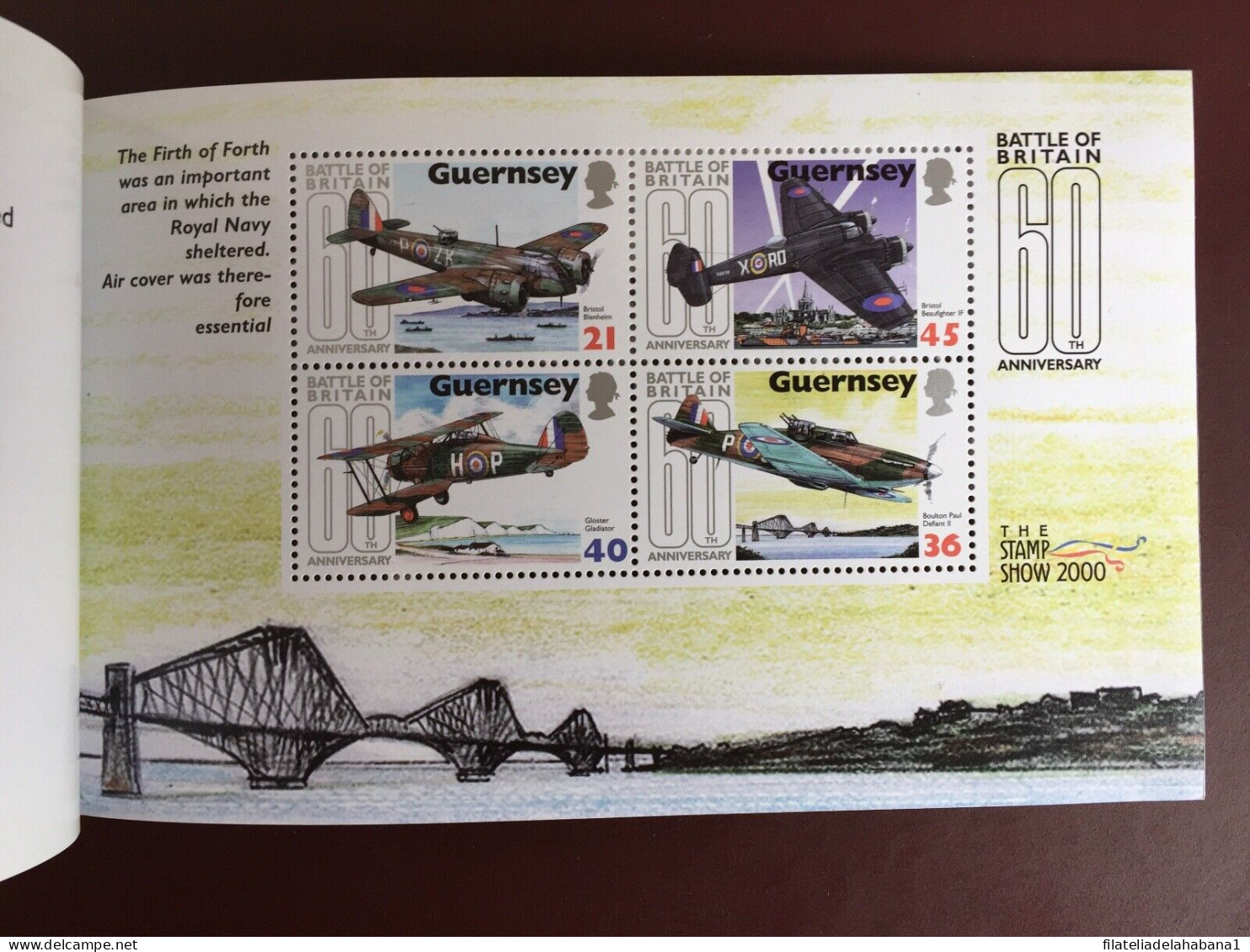 F-EX50125 GUERNSEY UK ENGLAND MNH 2000. 60th ANNIV BATTLE OF BRITAIN WWII AIRPLANE BOOKLED.  - Guernesey