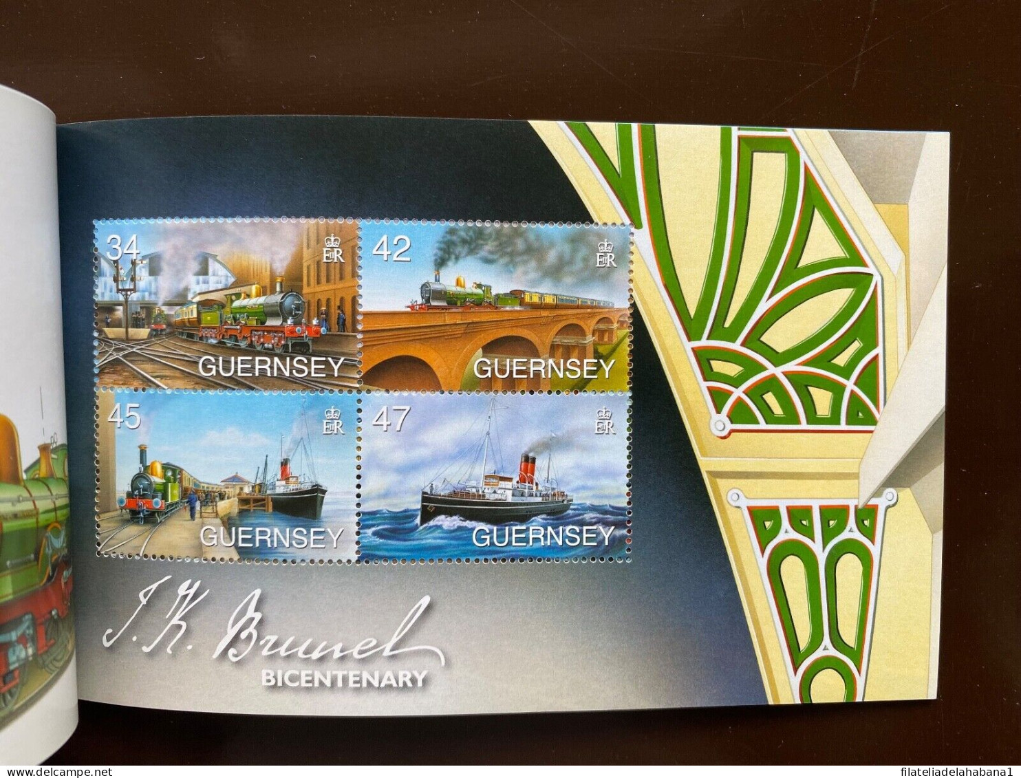 F-EX50127 GUERNSEY UK ENGLAND MNH 2006 ISAMBARD BRUNEL ART PAINTING SHIP RAILROAD.  - Guernsey