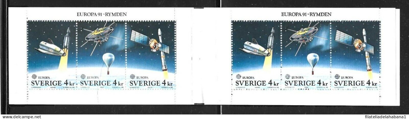 F-EX50062 SWEDEN MNH 1991 EUROPA CEPT SPACE SATELLITE ROCKET BOOKLED.  - Other & Unclassified