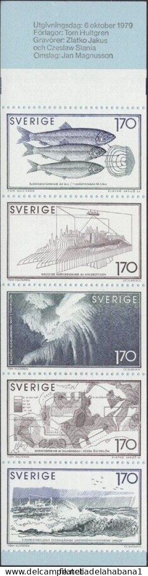 F-EX50063 SWEDEN MNH 1979 SEA RESEARCH FISH PECES BOOKLED.  - Other & Unclassified