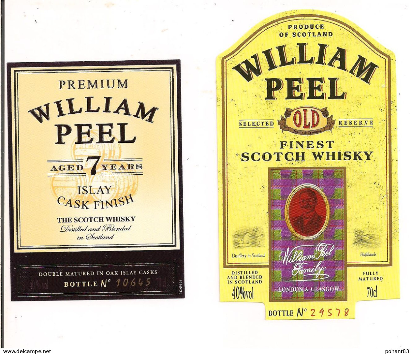 Etiquettes  WILLIAM PEEL: Islay Cask Finish 7 Ans D'âge Et Olf Finestt Scotch Whisky - - Whisky