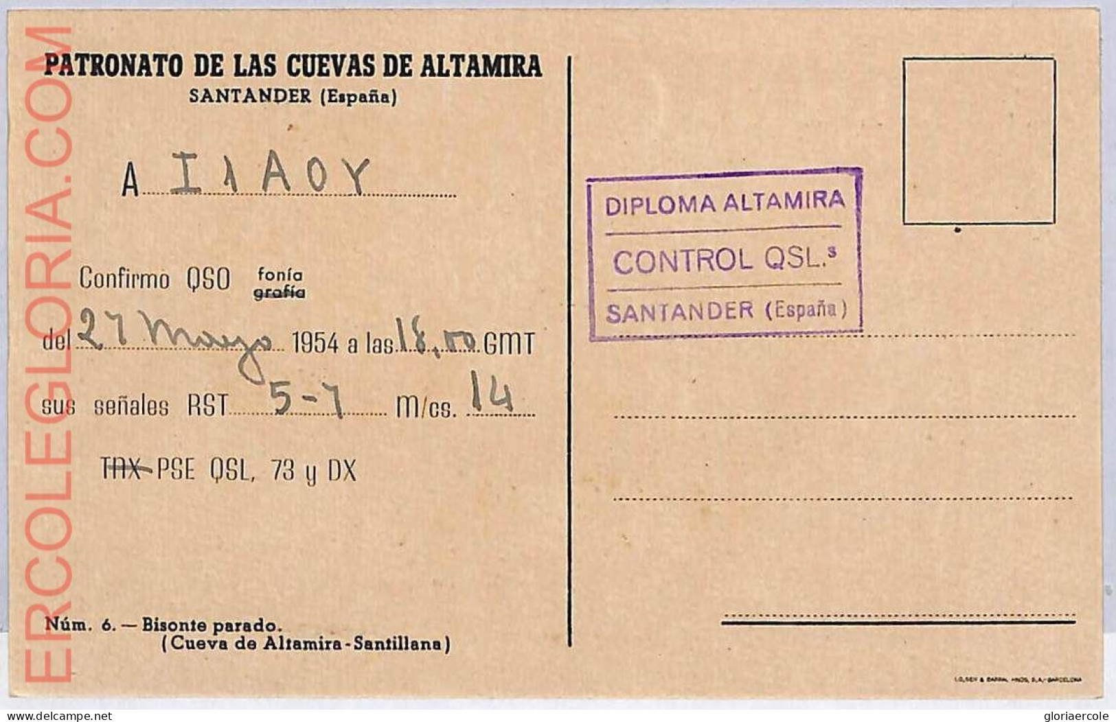 Ad9276 - SPAIN - RADIO FREQUENCY CARD - Santander -  1954 - Radio