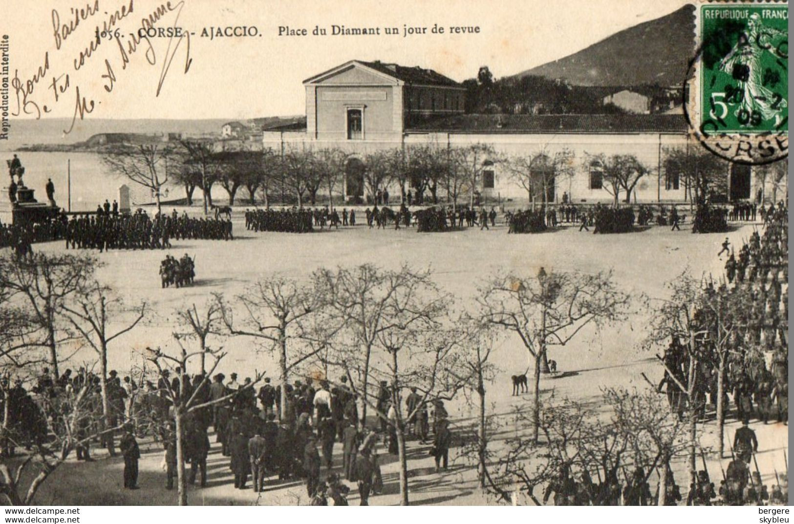 20. CPA - AJACCIO -  Place Du Diamant Un Jour De Revue - Soldats - 1909 - - Ajaccio