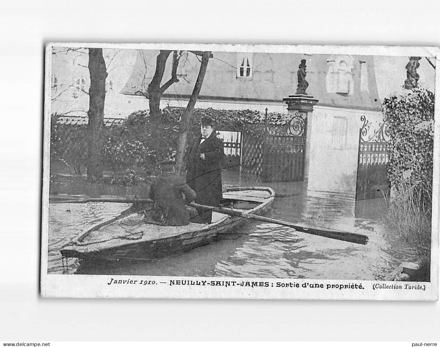 NEUILLY SAINT JAMES : Sortie D'une Propriété, Inondations 1910 - état - Andere & Zonder Classificatie