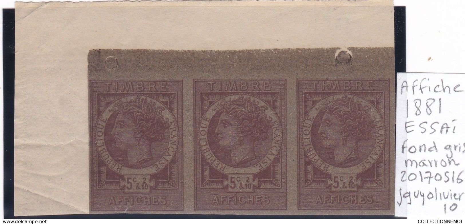 AFFICHES  1881/83  ,, Bloc De 3 ESSAI NON DENTELE (je Crois) ,,mais SUREMENT TRES RARE - Marche Da Bollo