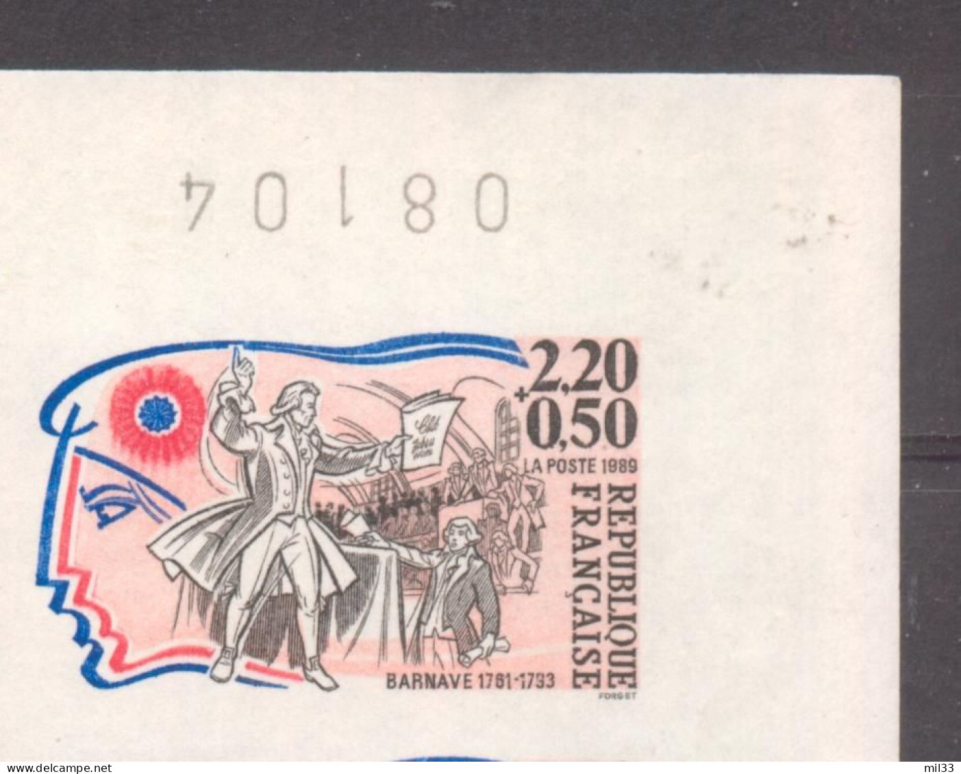 Personnages Révolution 1789 Barnave YT 2568 De 1989 Sans Trace De Charnière - Sin Clasificación