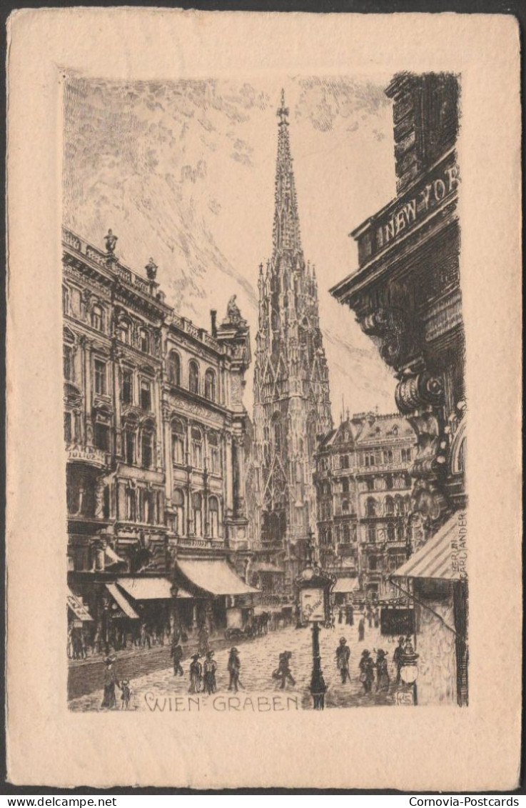 Carl Jander - Graben, Wien, 1917 - Handpressen-Kupferdruck AK - Vienna Center