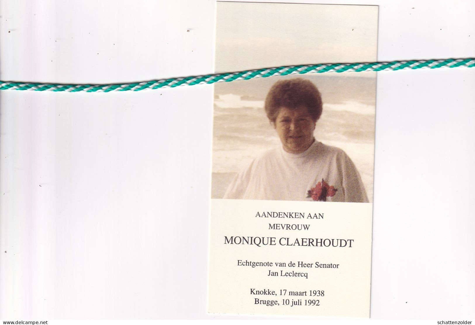 Monique Claerhoudt-Leclercq, Knokke 1938, Brugge 1992. Foto - Todesanzeige